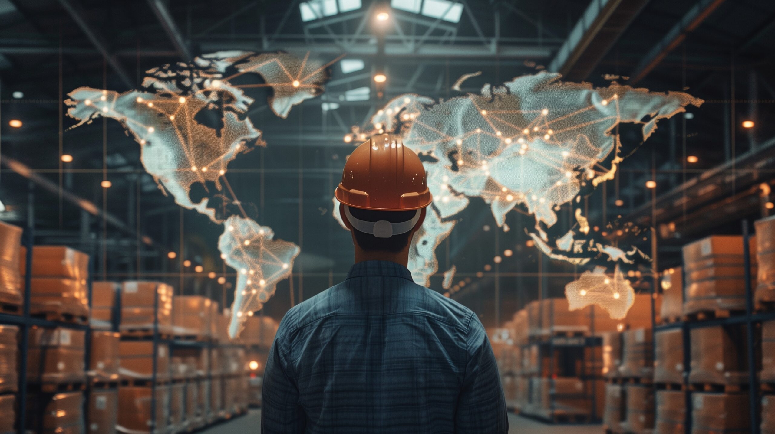 person looking at world map