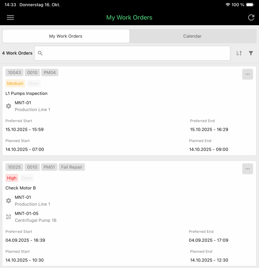 Wartungspläne im mobile CMMS für Ihre Techniker