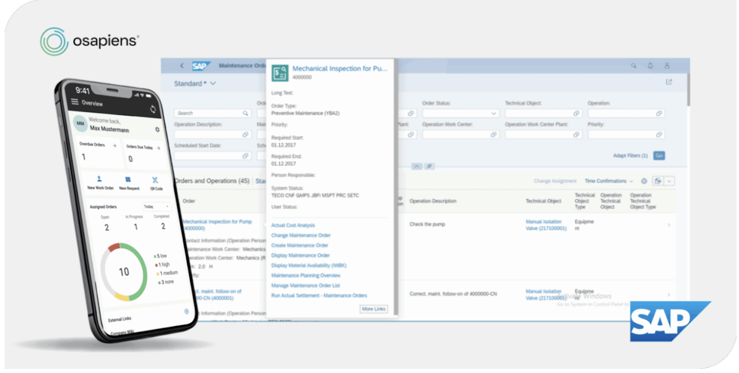 Dashboard-Ansicht zur Überwachung von Instandhaltungsaufträgen - osapiens