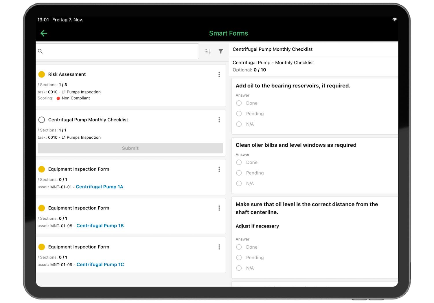 Digital checklist: mobile access for field technicians with osapiens HUB for Maintenance