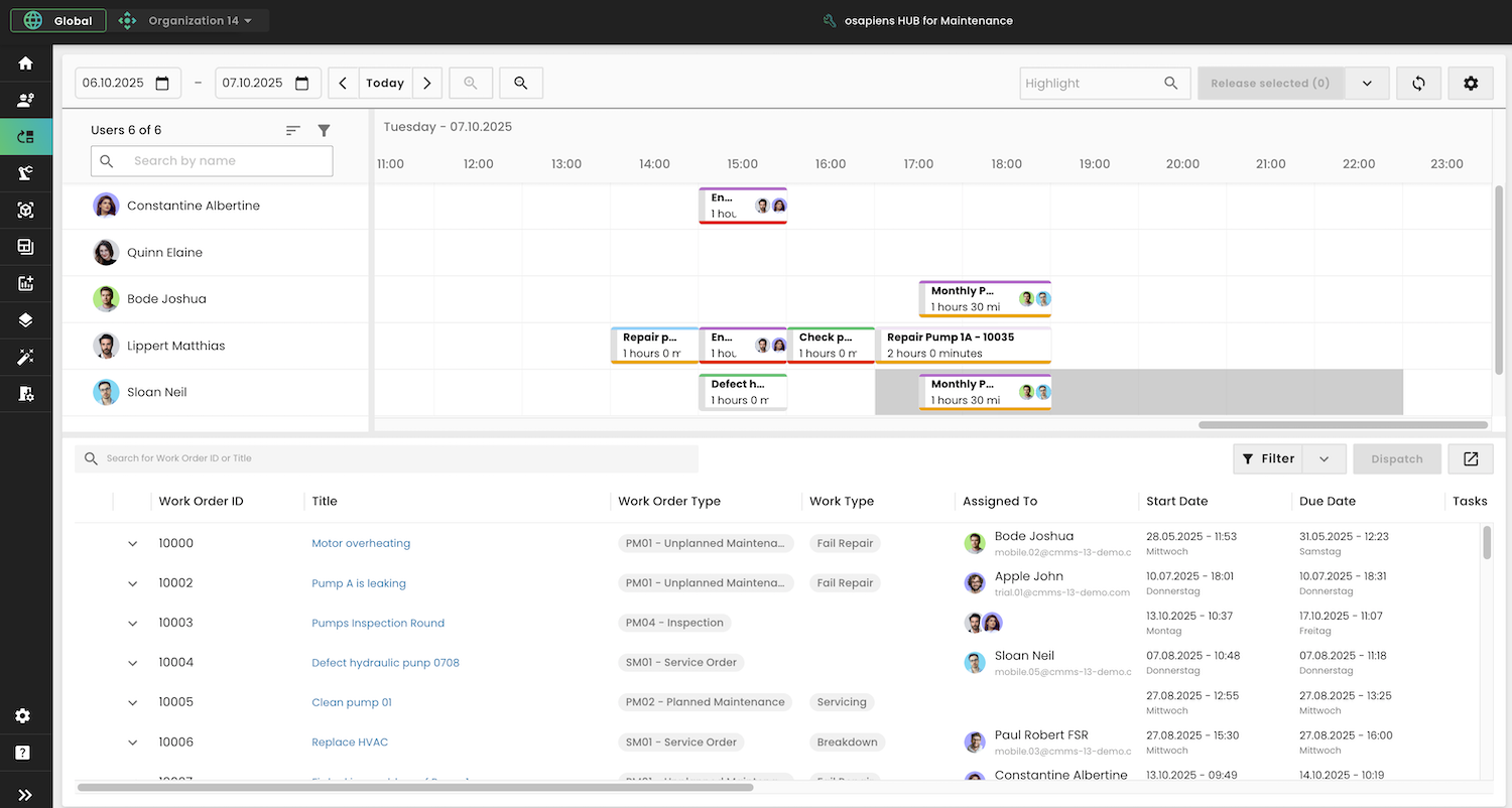 Planning Overview with the osapiens HUB for Maintenance