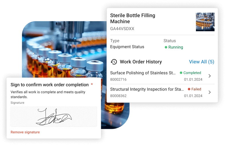 GxP compliance software: work order completion for pharma industries
