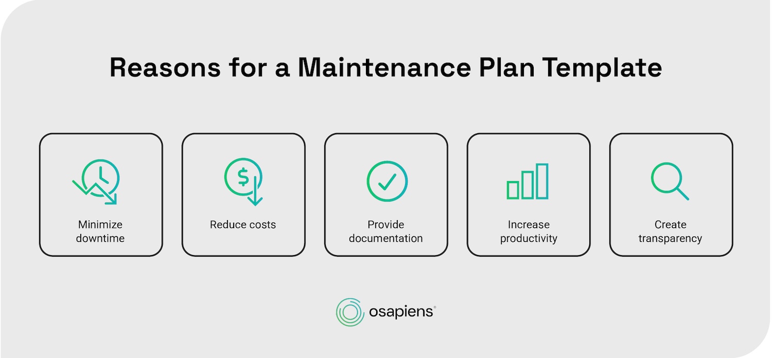 Reasons for a maintenance plan template