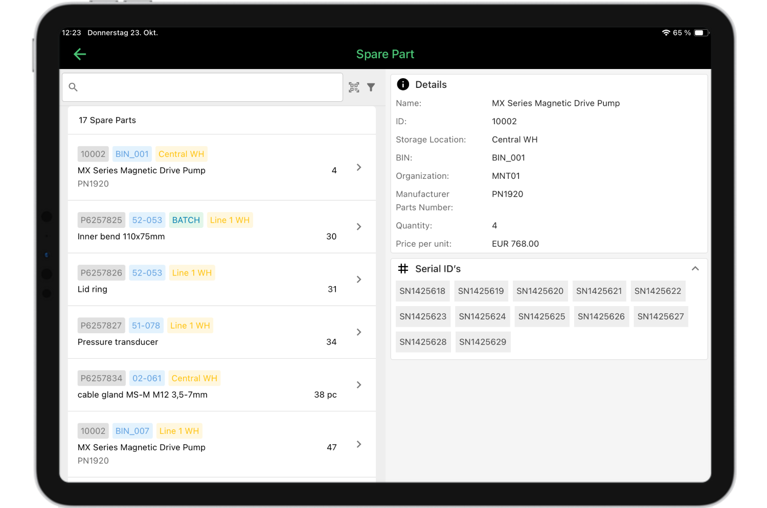 Enterprise CMMS: Spare parts osapiens HUB