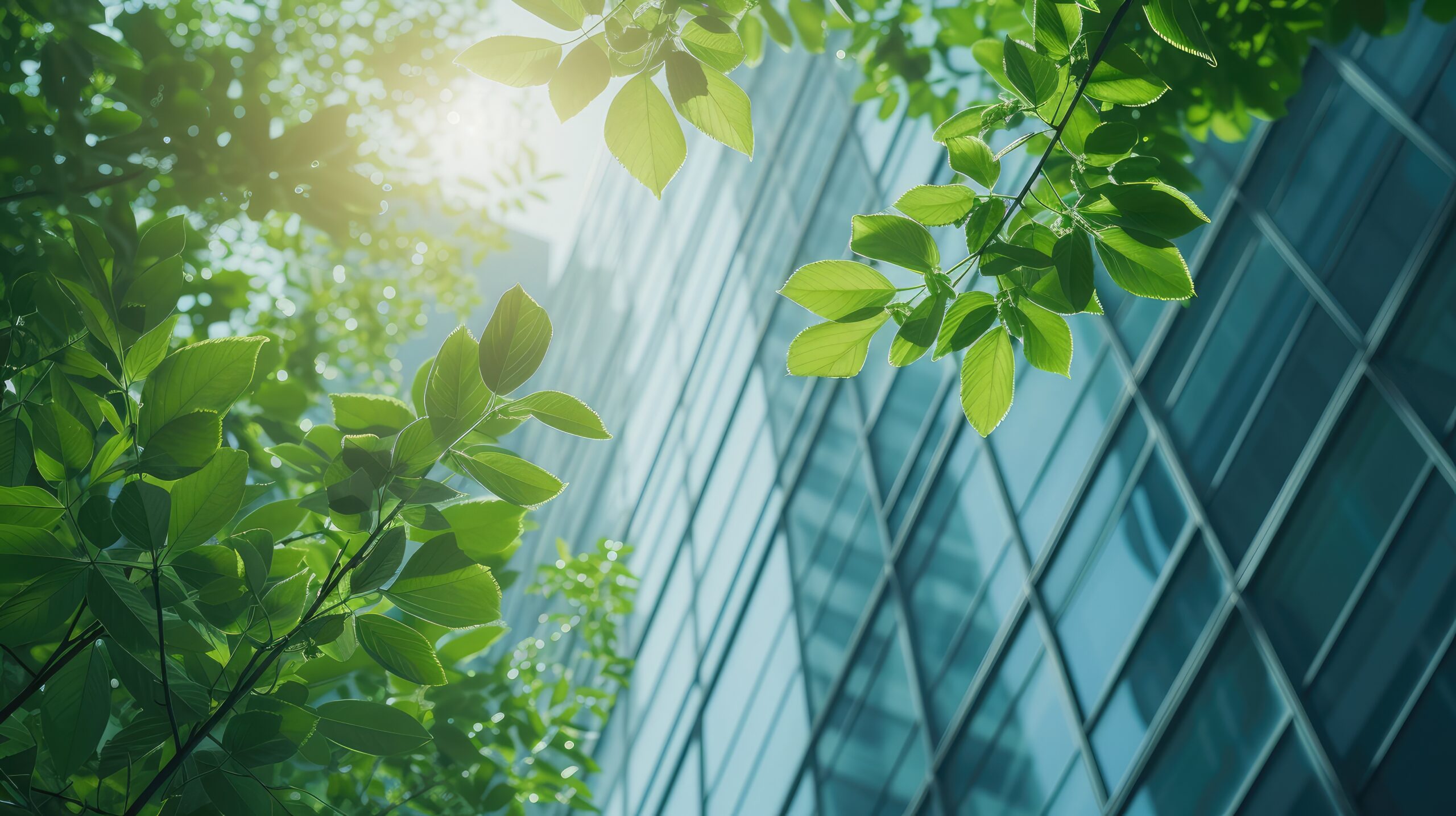 office building with plants