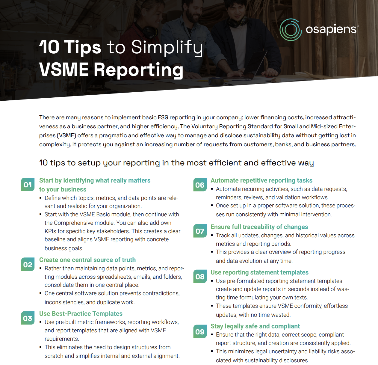 Preview image for the downloadable guide "10 Tips to Simplify VSME Reporting"