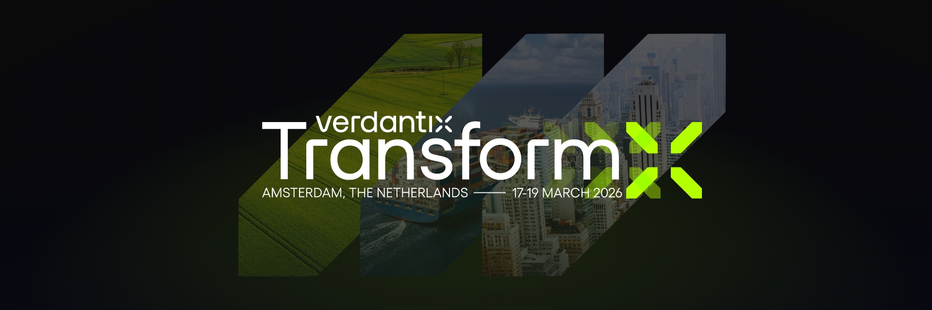 Verdantix Transform Summit 2026 logo with event date and Amsterdam city backdrop